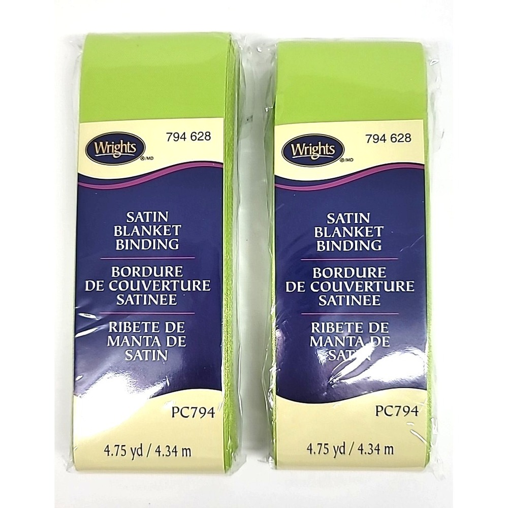2-Pack Wrights Single Fold Satin Blanket Binding 2"W X 4.75yd-Lime Green-794 628